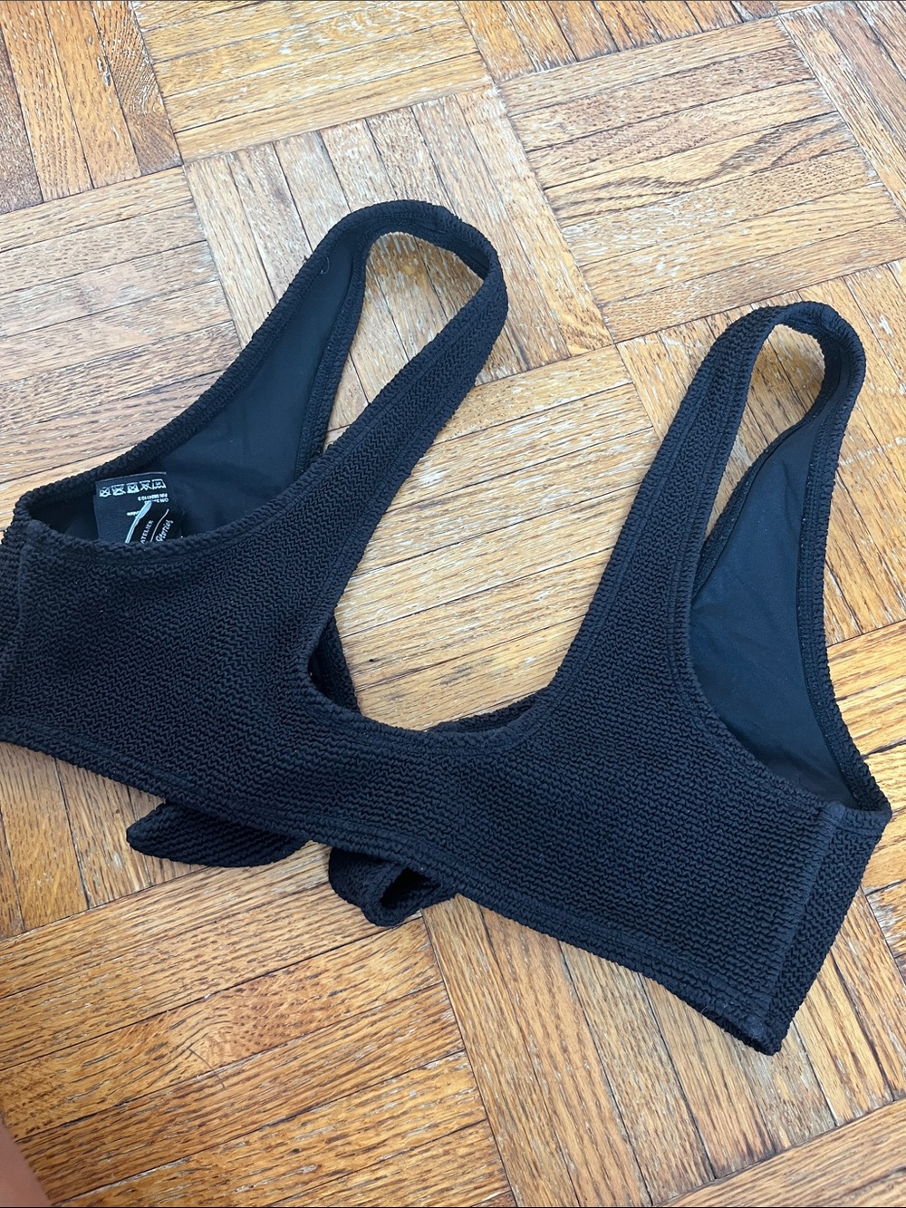 & other stories Black Smocked Bikini Top with Tie Detail - Picture 4 of 4